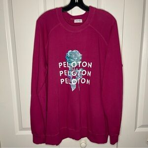 Peloton Size Large Everyday Oversized Crewneck Pink Sweatshirt Rose Cotton USA